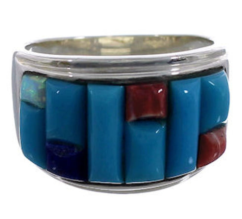 Multicolor Inlay Southwest Ring Size 8-3/4 EX43944